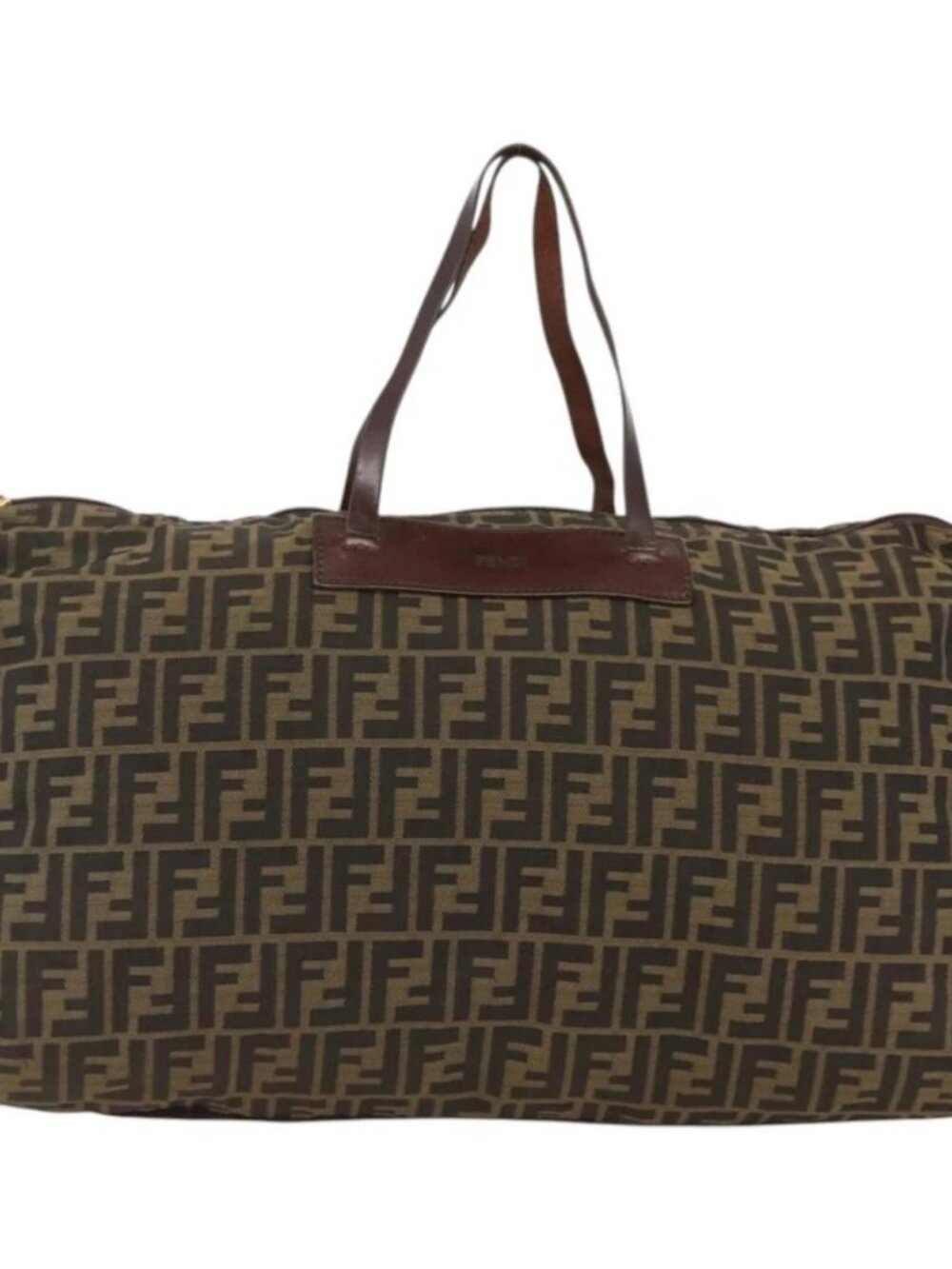 FENDI Zucca Canvas Boston Bag Brown Black Auth bs33227 - Picture 2 of 14